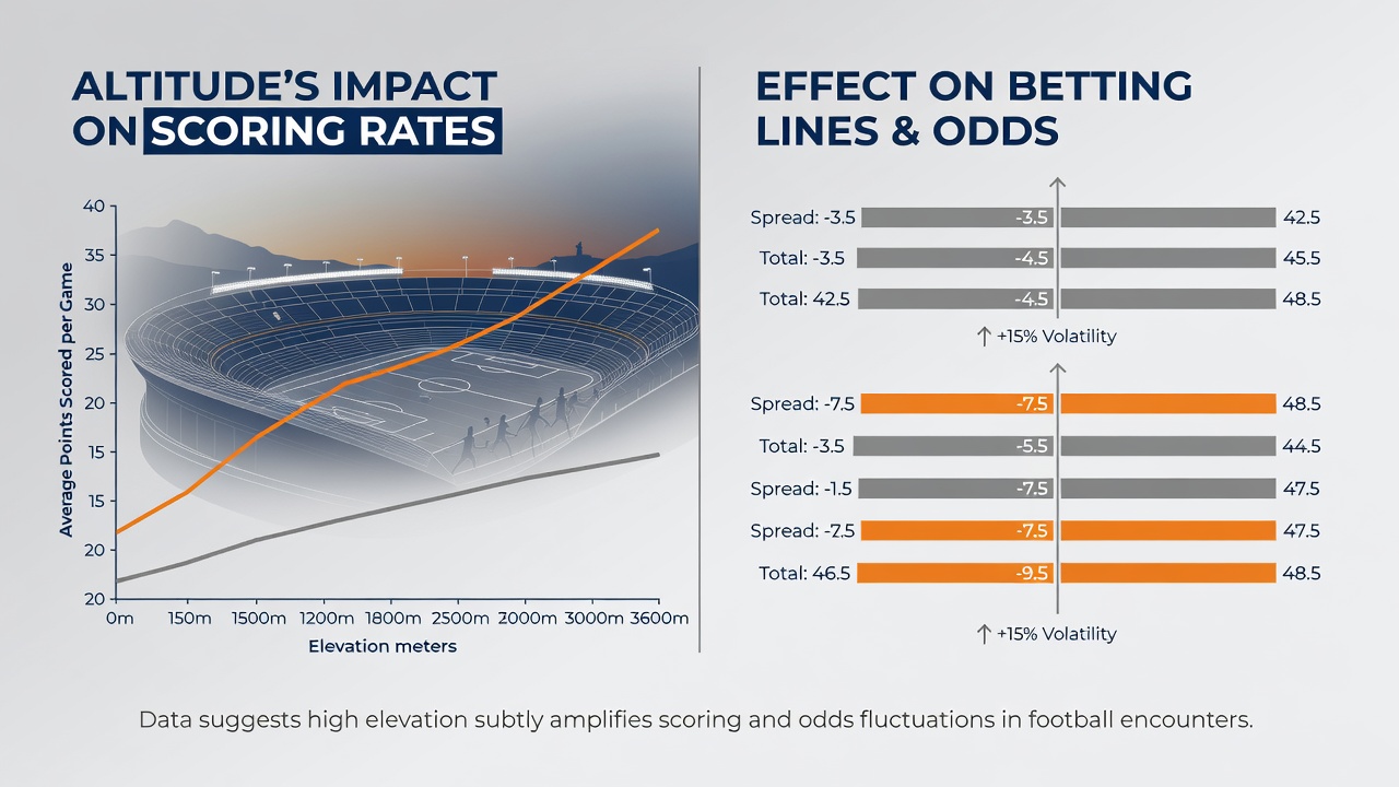 Bookmaker odds board displaying adjusted totals and handicap lines for an upcoming high-altitude football fixture