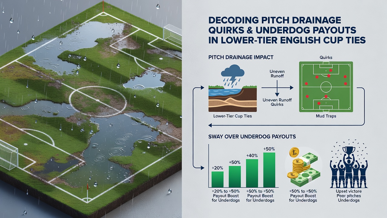 Pitch inspection underway before an English cup tie with visible drainage concerns