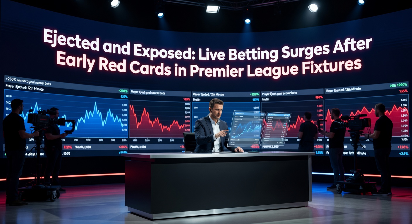 Dynamic live betting interface displaying rapidly shifting odds after a red card, with goal lines and handicaps adjusting in real-time amid surging wager activity