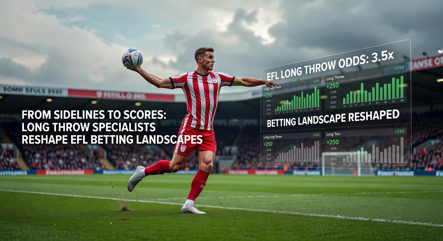 Close-up graph displaying EFL goal stats from long throw-ins across 2025/26 season, bars rising sharply for League Two teams with specialist players