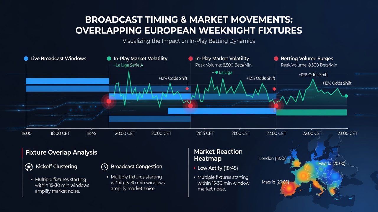 Live odds movements during concurrent European weeknight football broadcasts