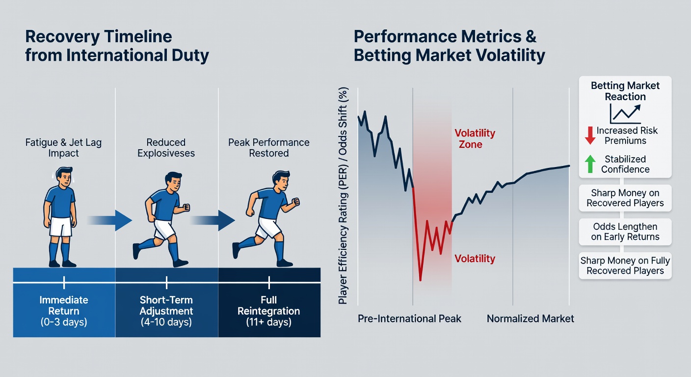 Graphical representation of player recovery data influencing league betting odds