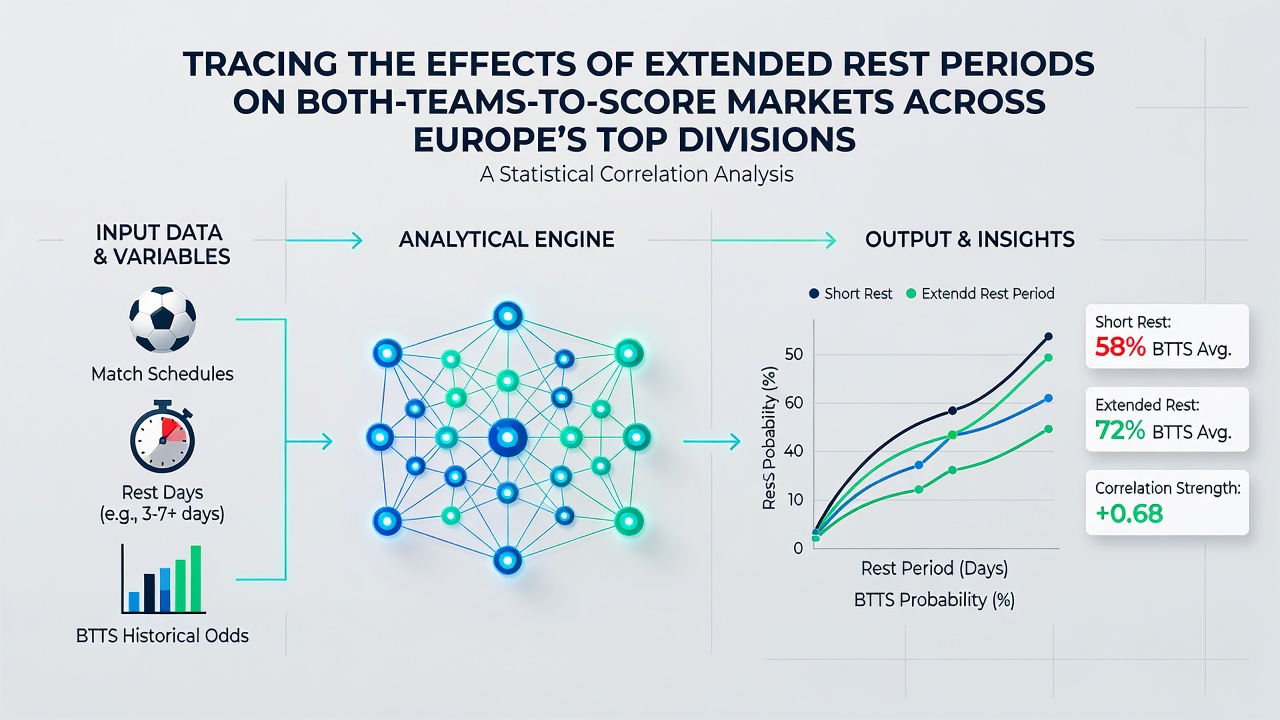 Infographic comparing BTTS hit rates before and after international breaks in Europe's major leagues